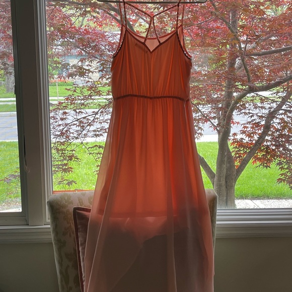 Womens Peach Dress Hi Low Sz Medium A.gain - Picture 7 of 8